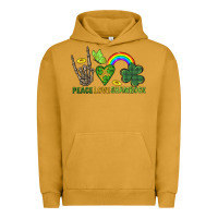 Pigment Peanut Butter Peace Love Shamrock  St. Patrick's Day Urban Hoodie - CowGirlArtShop