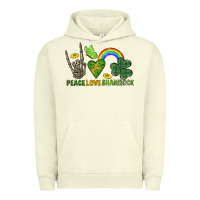 Pigment Pistachio Peace Love Shamrock  St. Patrick's Day Urban Hoodie - CowGirlArtShop