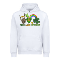 White Peace Love Shamrock  St. Patrick's Day Urban Hoodie - CowGirlArtShop