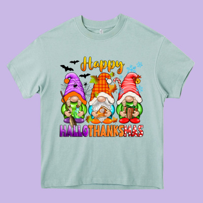 Happy Hallothanksmas Gnomes Heavy Core Tee Designed By Texasbilliewilder