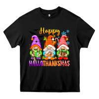 Black happy hallothanksmas gnomes Heavy Core Tee - texasbilliewilder