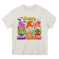 Cream happy hallothanksmas gnomes Heavy Core Tee - texasbilliewilder