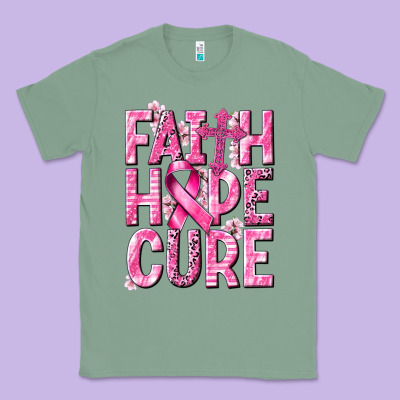 Faith Hope Cure Cancer Classic Tee Designed By Nancycooperartshop