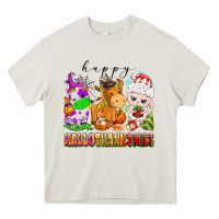 Cream happy hallothanksmas farm animals Heavy Core Tee - texasbilliewilder