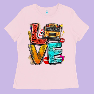 Love School Bus Ladies Tee Designed By Texasbilliewilder