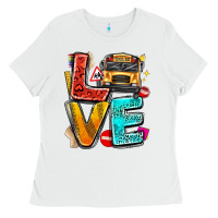 White love school bus Ladies Tee - texasbilliewilder