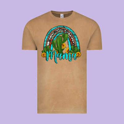 Western Cactus And Sunflower Mama Rainbow Vintage Tee Designed By Artiststas