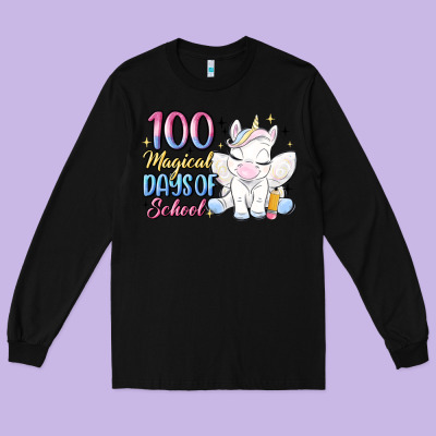 100 Magical Days Of School Long Sleeve Tee Designed By Maliassmallbusiness