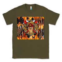 Army Green Firefighter Skull Classic Tee - LillyAllenDesigns