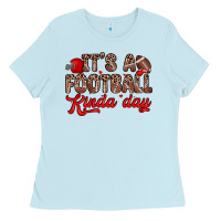 Baby Blue it s a football kinda day Ladies Tee - Zillion Design Studio