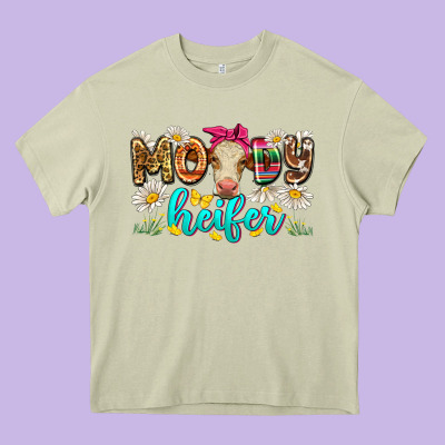 Moody Heifer Heavy Core Tee Designed By Zillion Design Studio