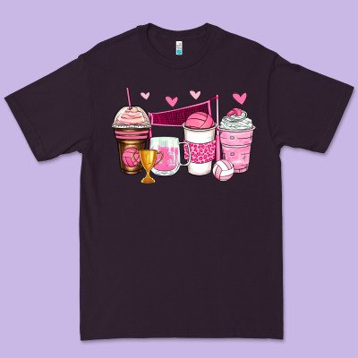 Volleyball Coffee Cups Premium Tee Designed By Zillion Design Studio