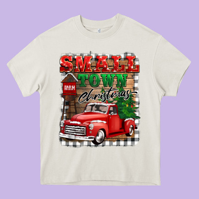 Small Town Christmas Heavy Core Tee Designed By Barkaloodesign