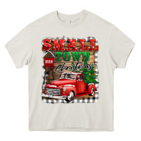Cream small town christmas Heavy Core Tee - BarkalooDesign
