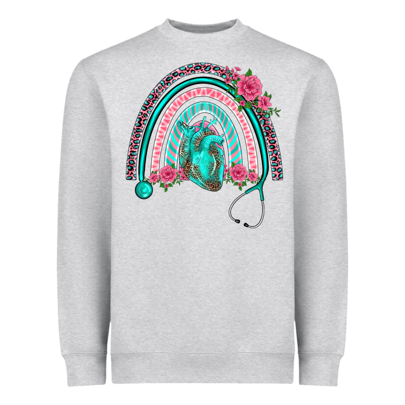 Nurse Life Spring Stethoscope Heart Rainbow Heavyweight Sweatshirt by BarkalooDesign | Teevron