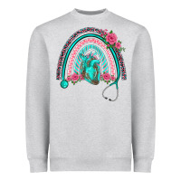 Heather Grey nurse life spring stethoscope heart rainbow Heavyweight Sweatshirt - BarkalooDesign