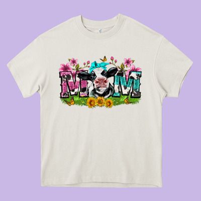 Mom With Cow Heavy Core Tee Designed By Zillion Design Studio