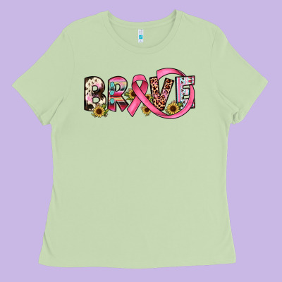 Brave Cancer Awareness Ribbon Ladies Tee Designed By Jahusdesignshop