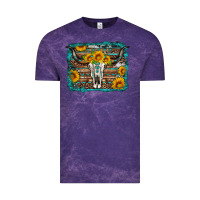 Cloud Purple longhorn bull skull western turquoise background Vintage Tee - Artiststas