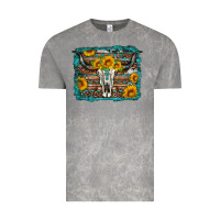 Cloud Rock longhorn bull skull western turquoise background Vintage Tee - Artiststas