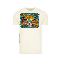 Vintage Arctic longhorn bull skull western turquoise background Vintage Tee - Artiststas