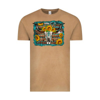 Vintage Camel longhorn bull skull western turquoise background Vintage Tee - Artiststas