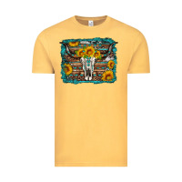 Vintage Mustard longhorn bull skull western turquoise background Vintage Tee - Artiststas