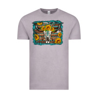 Vintage Zinc longhorn bull skull western turquoise background Vintage Tee - Artiststas