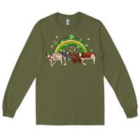 Army Green cow st patrick days Long Sleeve Tee - MaliasSmallBusiness