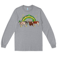 Heather Grey cow st patrick days Long Sleeve Tee - MaliasSmallBusiness