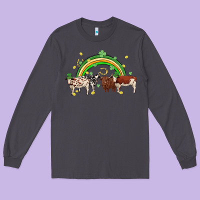 Cow St Patrick Days Long Sleeve Tee Designed By Maliassmallbusiness