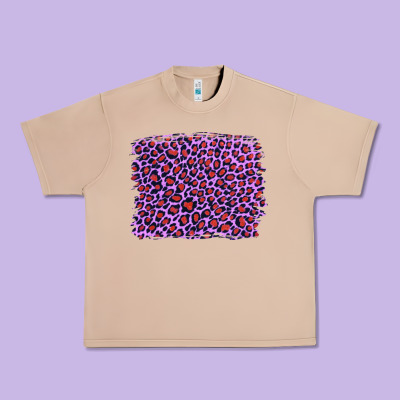 Lilac Leopard With Red Glitter Urban Heavy Tee Designed By Artiststas
