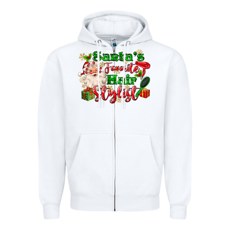 Santas Favorite Hair Stylist Zipper Hoodie by MaliasSmallBusiness | Teevron
