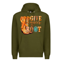Army Green Give Cancer the boot Kidney Cancer orange ribbon Premium Hoodie - NancyCooperArtShop