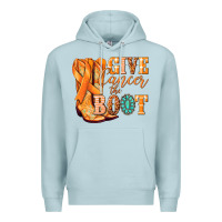 Blue Mist Give Cancer the boot Kidney Cancer orange ribbon Premium Hoodie - NancyCooperArtShop