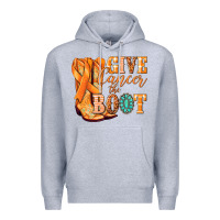 Heather Grey Give Cancer the boot Kidney Cancer orange ribbon Premium Hoodie - NancyCooperArtShop