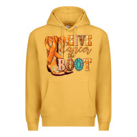 Mustard Give Cancer the boot Kidney Cancer orange ribbon Premium Hoodie - NancyCooperArtShop