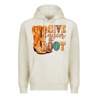 Oatmeal Heather Give Cancer the boot Kidney Cancer orange ribbon Premium Hoodie - NancyCooperArtShop