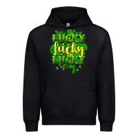 Black lucky lucky lucky clover St. Patrick's Urban Hoodie - HowdyJamesFarm