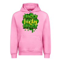 Fuchsia Pink lucky lucky lucky clover St. Patrick's Urban Hoodie - HowdyJamesFarm