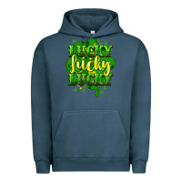 Pigment Midnight Navy lucky lucky lucky clover St. Patrick's Urban Hoodie - HowdyJamesFarm