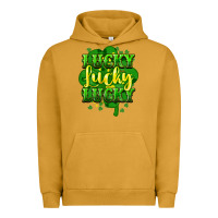 Pigment Peanut Butter lucky lucky lucky clover St. Patrick's Urban Hoodie - HowdyJamesFarm