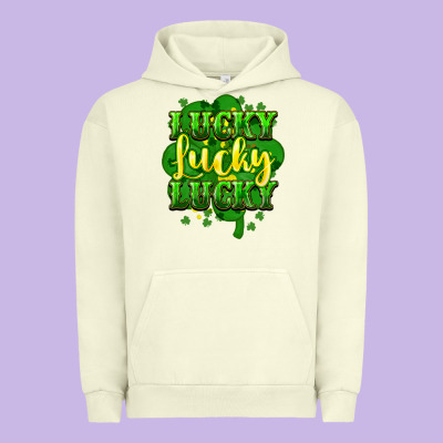 Lucky Lucky Lucky Clover St. Patrick's Urban Hoodie Designed By Howdyjamesfarm