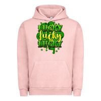 Pigment Salmon lucky lucky lucky clover St. Patrick's Urban Hoodie - HowdyJamesFarm