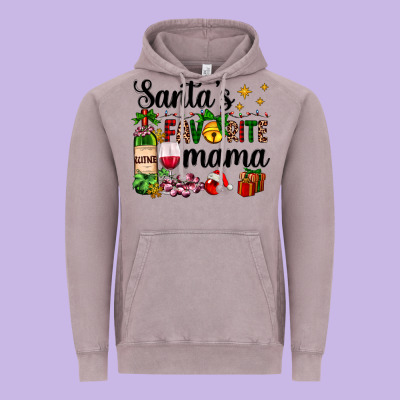 Santa's Favorite Mama Vintage Hoodie Designed By Adodesignshop