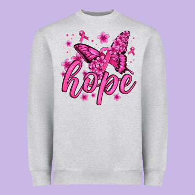Hope Breast Cancer Butterfly Heavyweight Sweatshirt Designed By Jasminsmagicworld