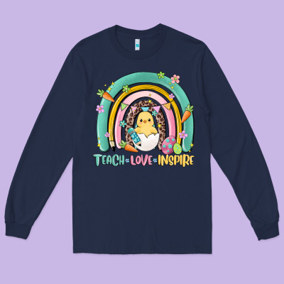 Teach Love Inspire Rainbow Long Sleeve Tee Designed By Maliassmallbusiness