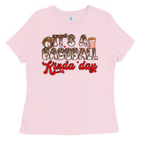 Bubblegum Pink it s a baseball kinda day Ladies Tee - Zillion Design Studio