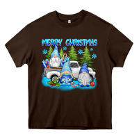 Chocolate Brown merry christmas gnomies Heavy Core Tee - texasbilliewilder