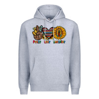 Heather Grey peace love sunshine Premium Hoodie - JahusDesignShop
